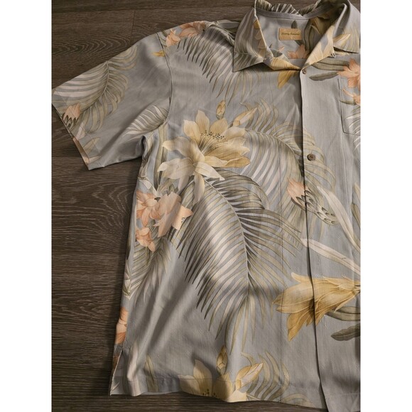 Tommy Bahama Mens XXL Hawaiian Silk Shirt Floral Hibiscus Blue Button Down - Picture 3 of 5